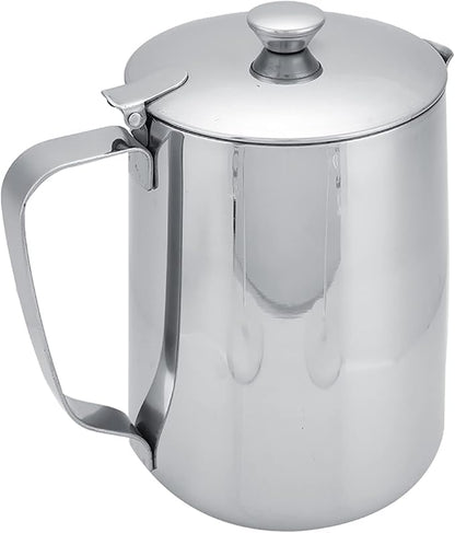 Stainless Steel Milk Frothing Pitcher, Stainless Steel Coffee Cup Mug Milk Frothing Pitcher Jug with Lid for Latte Coffee Art for Office Kitchen with handle(1500ML)