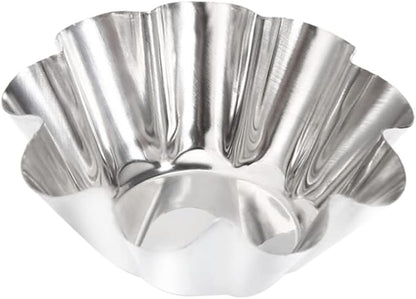 Mikinona 12pcs Non- Stick Tart Pans Tart Mould Egg Tart Molds Stainless Steel Tart Baking Mold Oven Pans Nonstick Bakeware Cupcake Wrapper Egg Tart Baking Cups Tart Tin Mini Non Stick Pan
