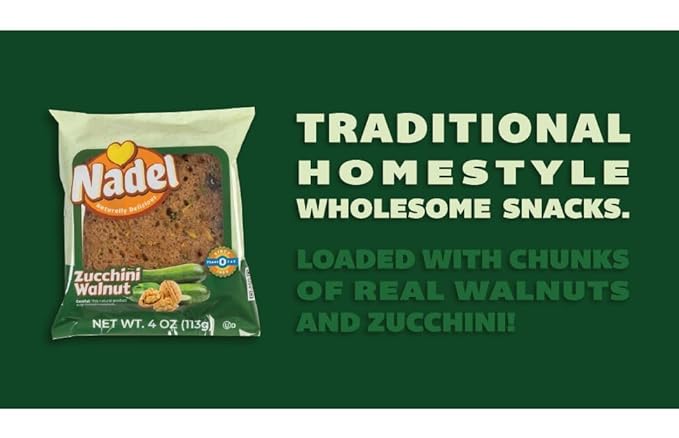 Nadel - Naturally Delicious Sweet Breads Variety Pack (Banana Walnut, Cappuccino Chocolate Chip, Carrot Walnut, Zucchini Walnut). (12 Pack, 3 Breads Per Flavor)