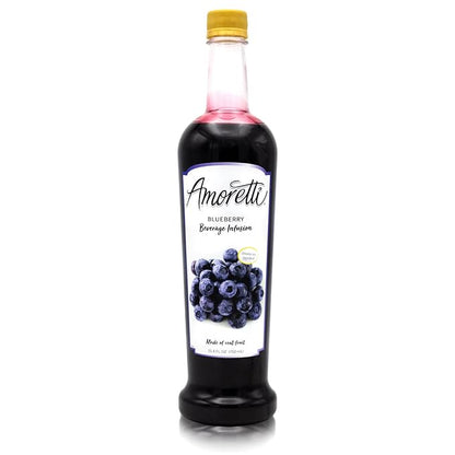 Amoretti - Blueberry Beverage Infusion Drink Mix & Water Enhancer with Pump for Flavoring Cocktails, Waters, Teas, and other Beverages, 94 Servings Per Bottle (750 ml), Preservative Free