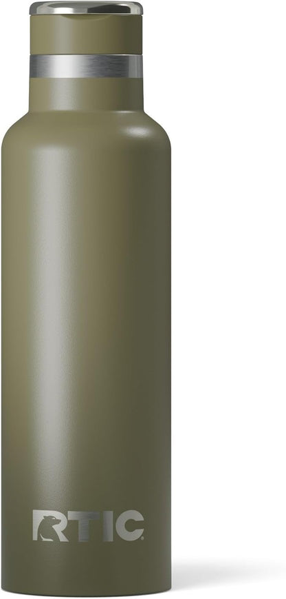 RTIC 20oz Journey Bottle Metal Stainless Steel Vacuum Insulated, BPA Free, Reusable, for Water, Hot and Cold Drinks, Travel, Sports, Camping, Olive