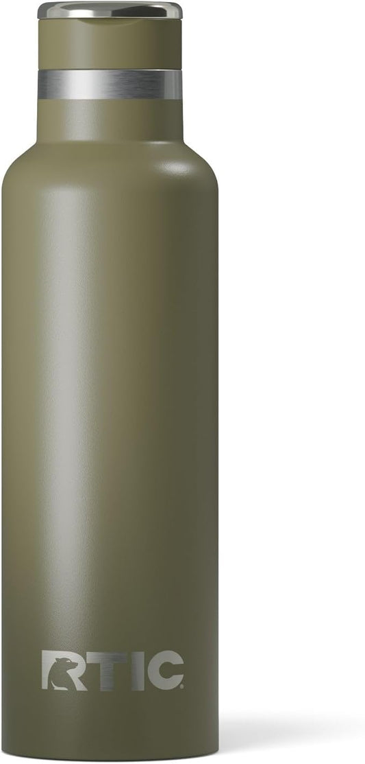 RTIC 20oz Journey Bottle Metal Stainless Steel Vacuum Insulated, BPA Free, Reusable, for Water, Hot and Cold Drinks, Travel, Sports, Camping, Olive