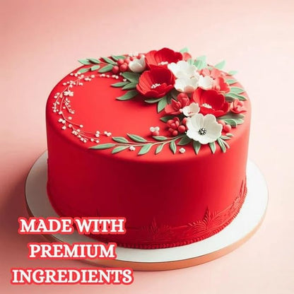 Confect Red Fondant | Vibrant Edible Cake Fondant for Christmas & Special Occasions | Easy to Roll, Smooth Texture | Ideal for Cake Decorating & Cupcakes | Vegan & Gluten-Free – 8.8 Oz