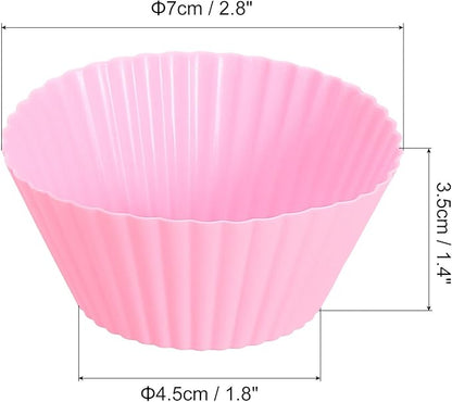 uxcell 18Pcs Silicone Cupcake Liners, Non-Stick Baking Cups, for Cooking Eggs, Baking Muffins and Make a Cake(Pink)