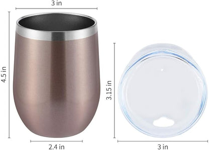 DOMICARE Stainless Steel Wine Tumbler Bulk with Lid, Personalized Rose Gold Insulated Tumblers Set, 12oz Travel Coffee Cups Pack of 16