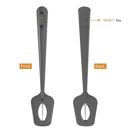 Efeng Candy Thermometer Spatula with Pot Clip – Silicon Grey Chocolate Spatula with Thermometer Built in,Candy Thermometer,Thermometer Spoon for Chocolate, Candy,Creams,sauces,Jams Meat Cooking