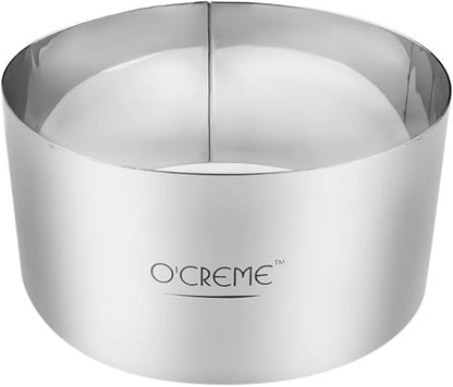 O'Creme Cake Ring Sturdy Stainless Steel Round Mousse Cake Ring Mold for Baking, Dessert Cake Decorating Pastry Rings 6 Inch Diameter x 3 Inch High
