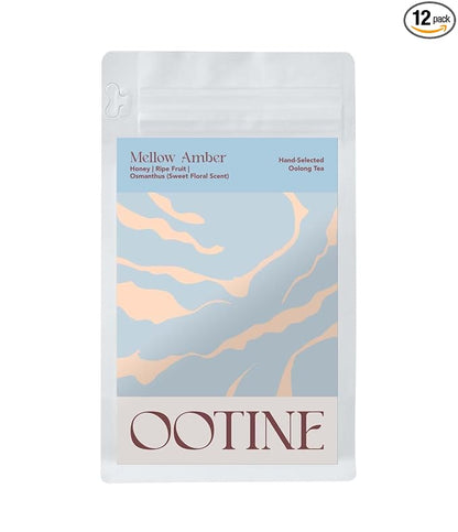 OOTINE, Mellow Amber Taiwan Oolong (12 Pyramid Sachets) | Honey and Dried Fruit Notes, Close to Black Tea & Japanese Wakoucha | Hand-Picked Quality Whole Leaves in Plant-Based Sachets | Caffeine Alternative for Gentle Focus, Supports Gut Health | Multi...