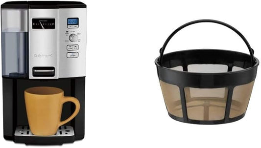 Cuisinart Coffee Maker, 12 Cup Programmable Drip, DCC-3000P1, Black & GTF-B Gold Tone Coffee Filter, Basket, Burr Mill