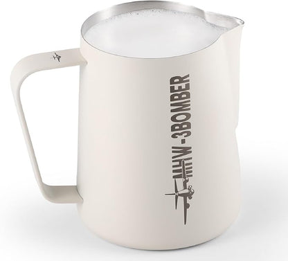 MHW-3BOMBER Milk Frothing Pitcher, 20oz/600ml Milk Frother Cup for Barista, SUS304 Stainless Steel Espresso Steaming Pitchers for Latte Art/Cappuccino/Coffee/Milk, P3013W-OS