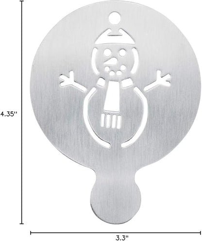 Restaurantware-Restpresso 4.35 Inch Latte Stencil, 1 Snowman Coffee Stencil - Winter Coffee Art Template, Decorate Cupcakes, Cakes, or Cookies, Stainless Steel Cappuccino Template, Heat-Resistant