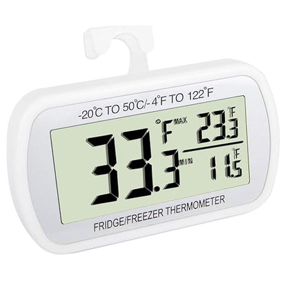 Waterproof Refrigerator Fridge Thermometer, Digital Freezer Room Thermometer, Max/Min Record Function Large LCD Screen and Magnetic Back for Kitchen, Home, Restaurants (1 Pack)