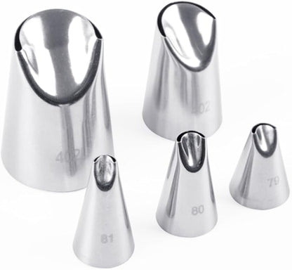5 piece Stainless Steel Rose Flower Piping Tips Piping Nozzles Cake Decorating Supplies Cookies Cupcake Icing Decorating Supplies Decorating Kits Frosting Icing Tips Baking Set Tools #3