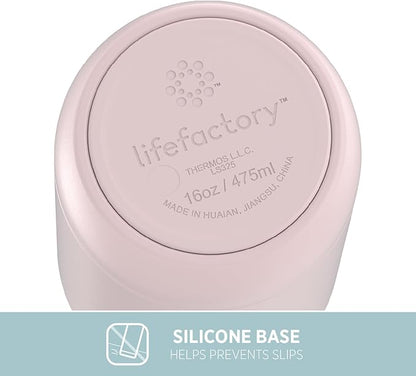 Lifefactory Stainless Steel Vacuum-Insulated Sport Bottle, 16 Ounce, Desert Rose