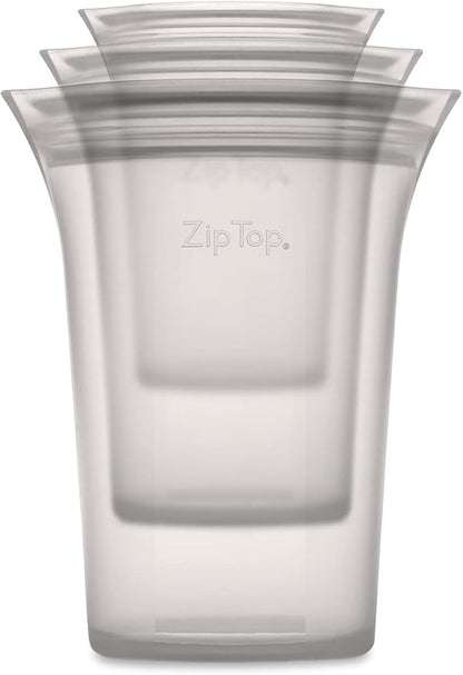 Zip Top Reusable Food Storage Bags | 3 Cup Set [Gray] | Silicone Meal Prep Container | Microwave, Dishwasher and Freezer Safe | Made in the USA