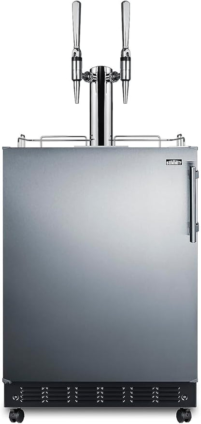 Summit Appliance 24" Wide Nitro Coffee Kegerator/Refrigerator Combo, Black Interior, Caster Wheels, Residential/Commercial Use (LHD, Nitro Coffee)