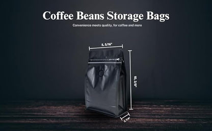 Premium Coffee Bags with Valve (100 pcs, 16 oz) Standing Coffee Beans Storage Bags, Reusable Heat Sealable Side Zipper Pouches, Eco-Friendly Packaging, Perfect for Home and Office - White