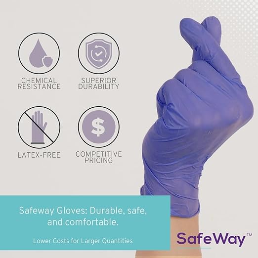 SafeWay Nitrile Gloves, 4000 Ct, Large, Powder-Free, Latex-Free, All-Purpose, Professional Disposable Gloves with Textured Fingertips for Medical Use, Food Prep, Cleaning, Tattoo & More