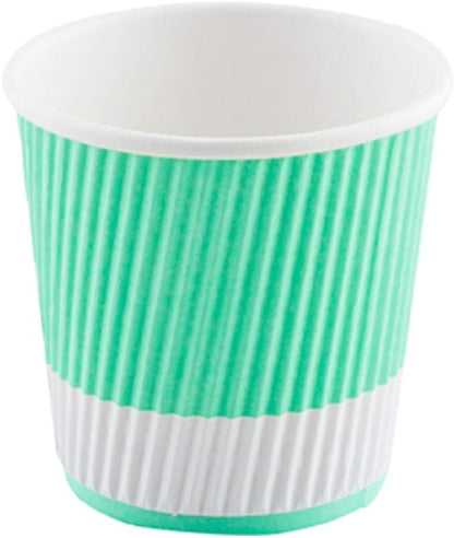 4 oz Light Green Paper Coffee Cup - Ripple Wall - 2 1/2" x 2 1/2" x 2 1/4" - 500 count box