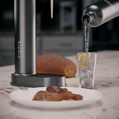 Fizzit Spärklï Carbonated Water Soda Maker with Stainless Steel Bottle Included,Dishwasher Safe (Sparkli-Black)