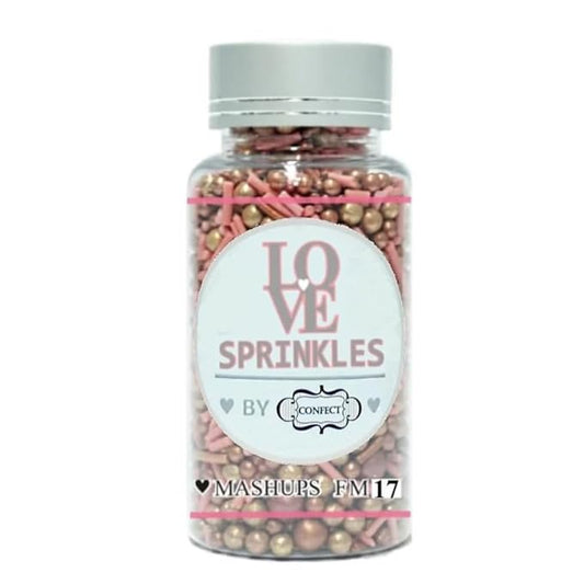 ConfectPink and Gold Edible Sprinkle Mix, Metallic Cake Decorations, Cupcake Toppers, Baking Toppings for Birthday, Wedding, Party Cakes | Vegan, Gluten-Free, Nut-Free, Soy-Free, Dairy-Free, Palm Oil-Free- 4.2 Oz