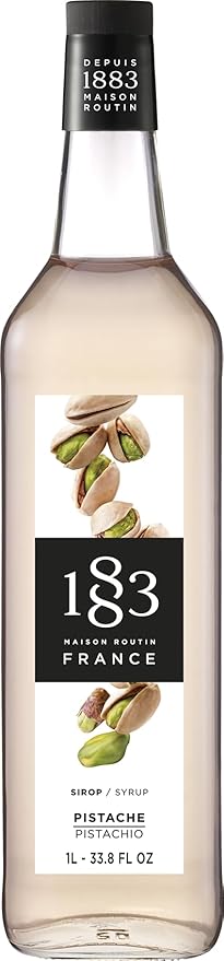 1883 Pistachio Syrup for Drinks – Premium French Flavoring Syrup, Made in France, 1 Liter Plastic Bottle – Perfect for Coffee, Lattes, Cocktails, and Desserts