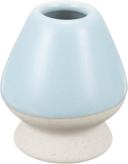 HARFINGTON Ceramic Chasen Stand 70mm Matcha Whisk Holder Teas Set Whisks Stand Traditional Matcha Tea Chasen Holder Tea Set Accessories for Tea Tasting, Beige/Cyan