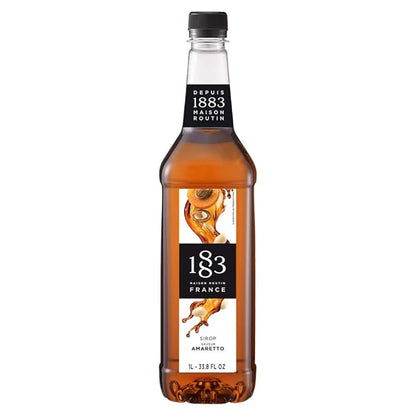 1883 Amaretto Syrup for Drinks, Made in France, 1 Liter Plastic Bottle