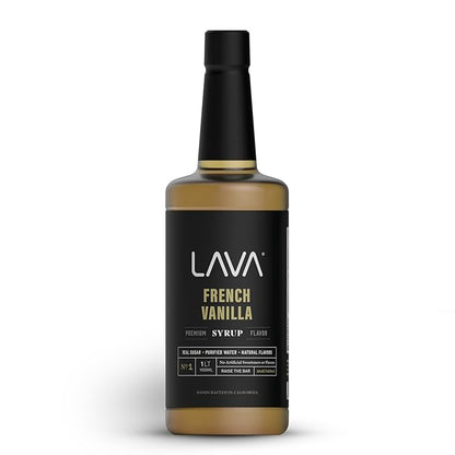 LAVA Premium French Vanilla Syrup, Natural Vanilla Coffee Sweetener, 33.8oz (1-Liter), Made with 100% Sugar, No Artificial Sweeteners, Flavors, or Colors. (1-Pack)