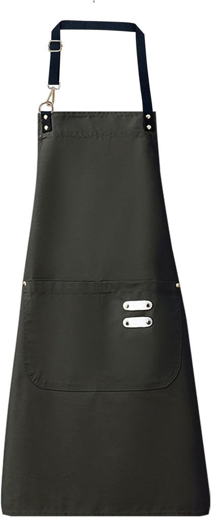 Lisianthus 2 Pack Adjustable Bib Aprons for Women with Pockets, Men's Kitchen Cooking Apron