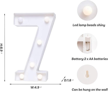 Foaky Decorative Led Marquee Light Up Number, Marquee Light Up Number Sign for Night Light Wedding Birthday Party Christmas Home Bar Decoration Number(7)