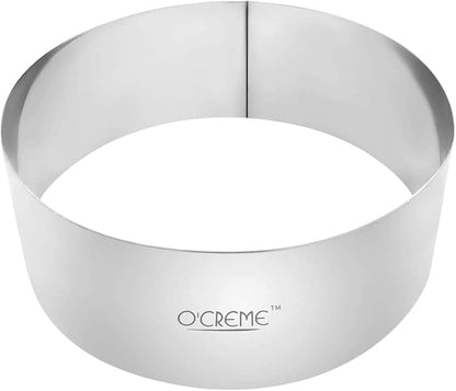 O'Creme Cake Ring Sturdy Stainless Steel Round Mousse Cake Ring Mold for Baking, Dessert Cake Decorating Pastry Rings 9 Inch Diameter x 3 Inch High