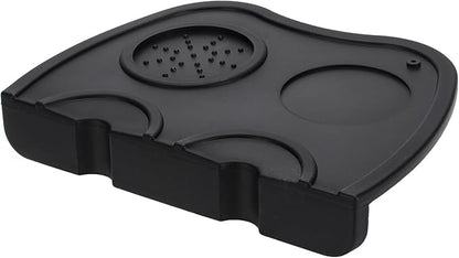 Espresso Tamping Mat, Silicone Coffee Tamper Mat with Corner Edge Tamp Support Station for Countertop, Barista Tools, Espresso Accessories, Large, Black