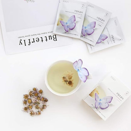 KKOKDAM Korean Tea Gift Set – 6 Flavor Butterfly Tea Bag Sampler – Elegant Box for Tea Lovers - Perfect as Unique Gifts