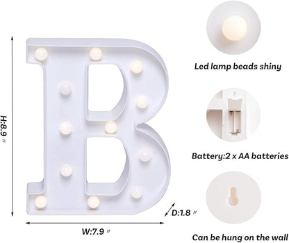 Foaky LED Letter Lights Sign Marquee Light Up Letters Sign for Night Light Wedding/Birthday Party Battery Powered Christmas Lamp Home Bar Decoration(B)