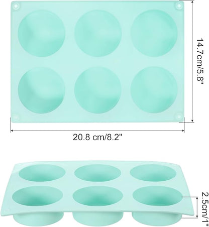 uxcell 4pcs Silicone Muffins Pan, 6 Cup Silicone Cupcake Pan Nonstick Baking Tray for Muffins, Cupcakes, Dishwasher Safe, Green