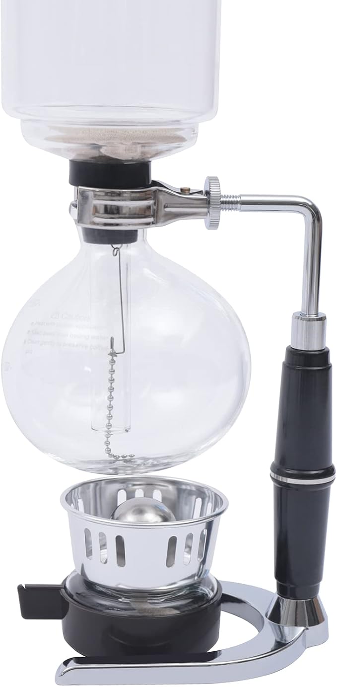 Vacuum Coffee Pot, 5 Cups(500ml), Siphon Syphon Coffee Maker, Borosilicate Glass, Stainless Steel, Black