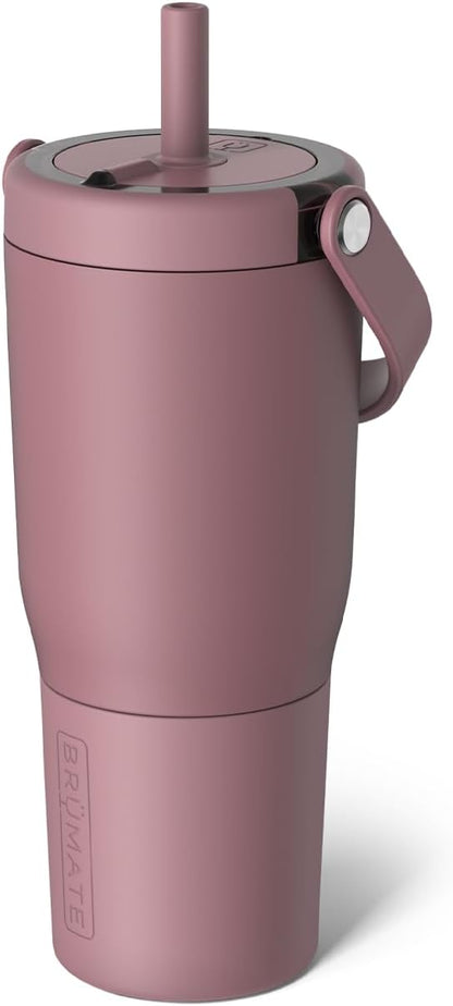 BrüMate Resa 25oz 100% Leakproof Travel Tumbler w/Handle & Straw | Flexible SoftSip Straw | Silicone Sleeve for Durability | Stainless Steel | Cup Holder & Travel Friendly Water Bottle (Rose Taupe)