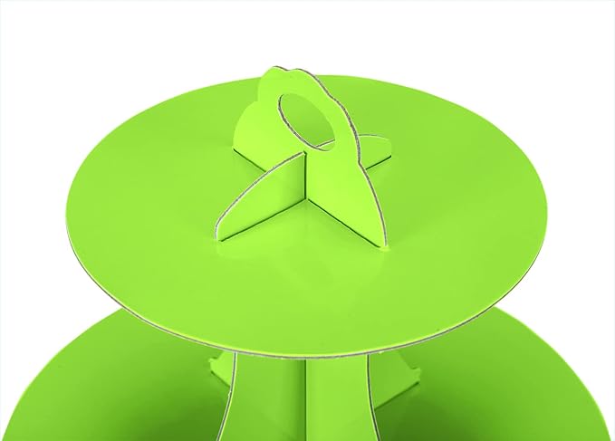 2Pcs 3-Tier Cupcake Stand, Cake Stand holder, Tiered DIY Cupcake Stand Tower for Dessert Table Displays, Birthday Theme Party Favors Decoration, Floral Tea Party, 12" W x 12.8" H, Green