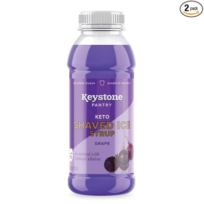 Keystone Pantry Keto Shaved Ice Syrup Grape 2 pack 1 pint bottles Gluten Free Nut Free Allergen Free Dairy Free No added sugar 0 net carbs diabetic friendly