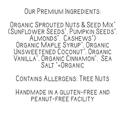 Lark Ellen Farm Vanilla Cinnamon Granola Clusters: Raw, Organic, Vegan. Low Carb, Paleo. Gluten-Free Bites. Healthy Snack, Healthy Breakfast, Cereal or Yogurt 8 oz, 6 Pack