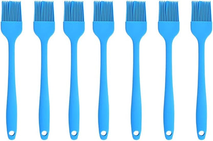 Silicone brush， BBQ/Pastry Basting Brushes,Silicone Cooking Grill Barbecue Baking Pastry Oil/Honey/Sauce Brush (7 PCS,blue)