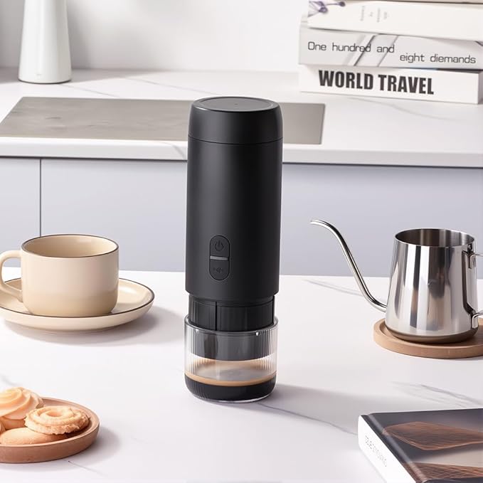 Portable Coffee Maker Espresso Machine, Suitable for coffee powder, capsule coffee, convenient for RV camping, hiking, picnicking, office and home use