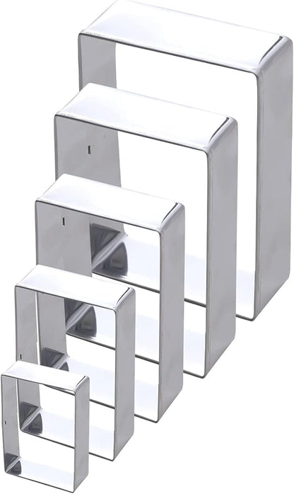 5Pcs Rectangle Cookie Cutter Set, Stainless Steel Biscuit Baking Molds Fondant Cake Cookie Cutter Rectangle Shaped Cutter
