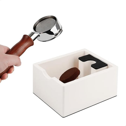 watchget Espresso Knock Box, Coffee Ground Knock Box, Dual Function Storage and Tamping Tool with Non-Slip Base, Made of Durable ABS Plastic, Perfect for Baristas and Coffee Enthusiasts, White