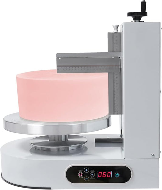Cake Decorating Machine, 200W Electric Cake Cream Spreading Coating Machine with Adjustable Scraper, Turntable Cake Frosting Smoother, for 4-12in Cake, 60-320RPM (White)
