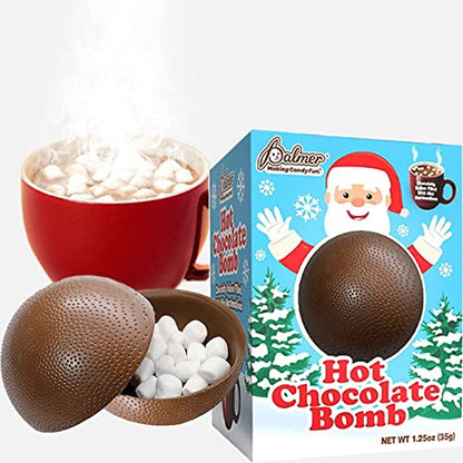 Fruidles Christmas Hot Chocolate Bombs, Chocolaty Hallow Filled with Mini Marshmallows Birthday, Cocoa Bombs (Single)