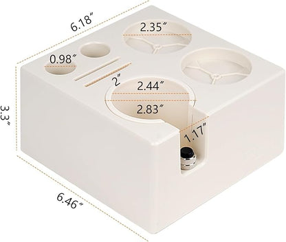 IKAPE ABS Espresso Knock Box, 7 in 1 Coffee Organizer Box Fit for Storage 51, 54, 58MM Espresso Tamper, Distributor, Portafilter & Puck Screen Accessories(White)