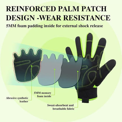 HANDLANDY Work Gloves for Men & Women, Utility Mechanic Working Gloves Touch Screen, Flexible Yard Work Gloves