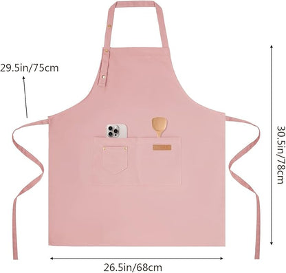 Tosewever Art Aprons for Women Painting Pottery Baking, Mens Buckle Straps Kitchen Apron with Pockets for Chef Cooking